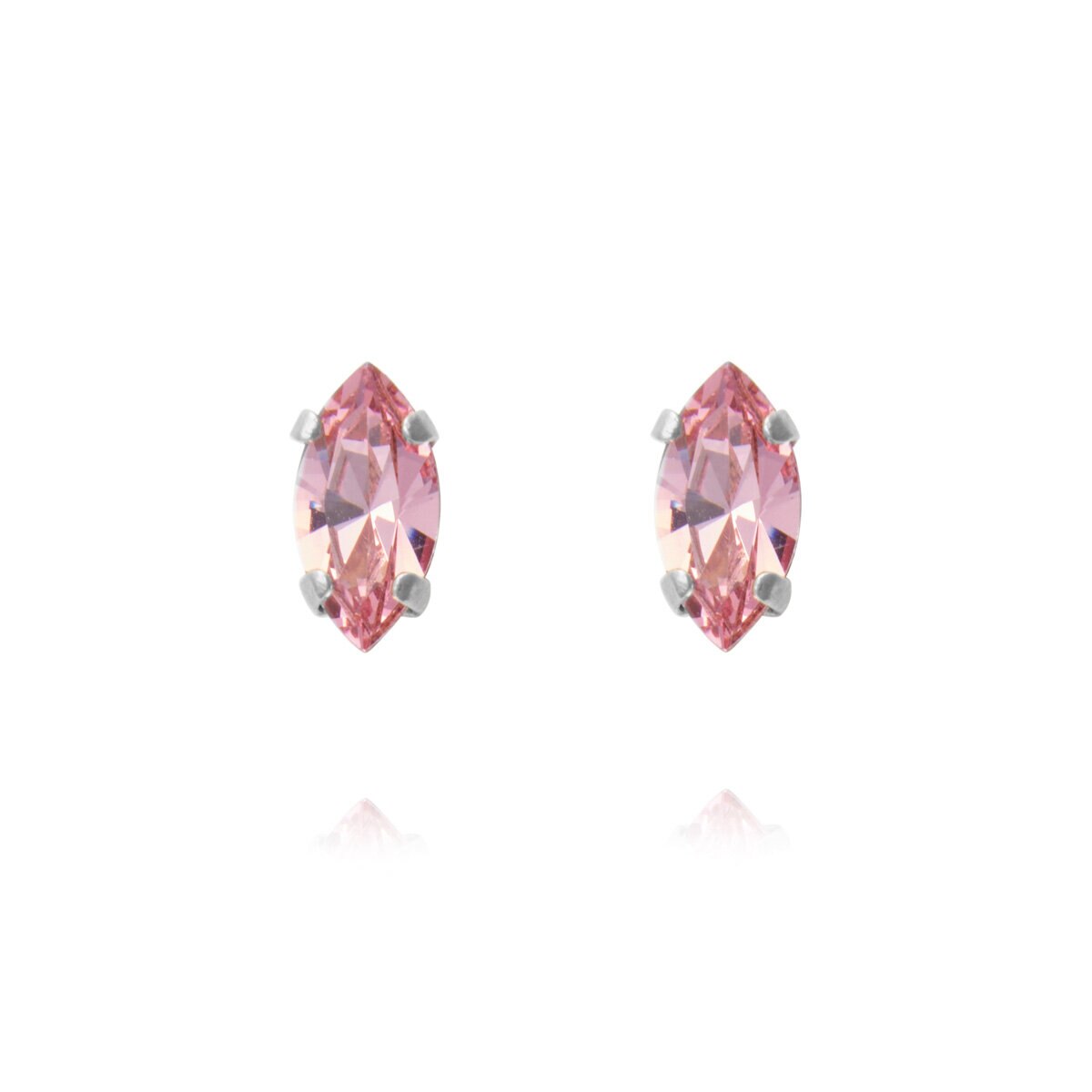 Petite Navette Earrings Rhodium Light Rose