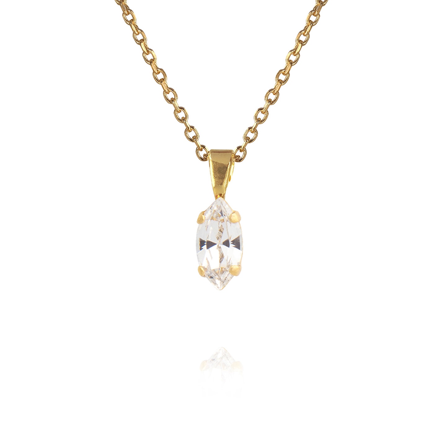 Navette Necklace Gold Crystal