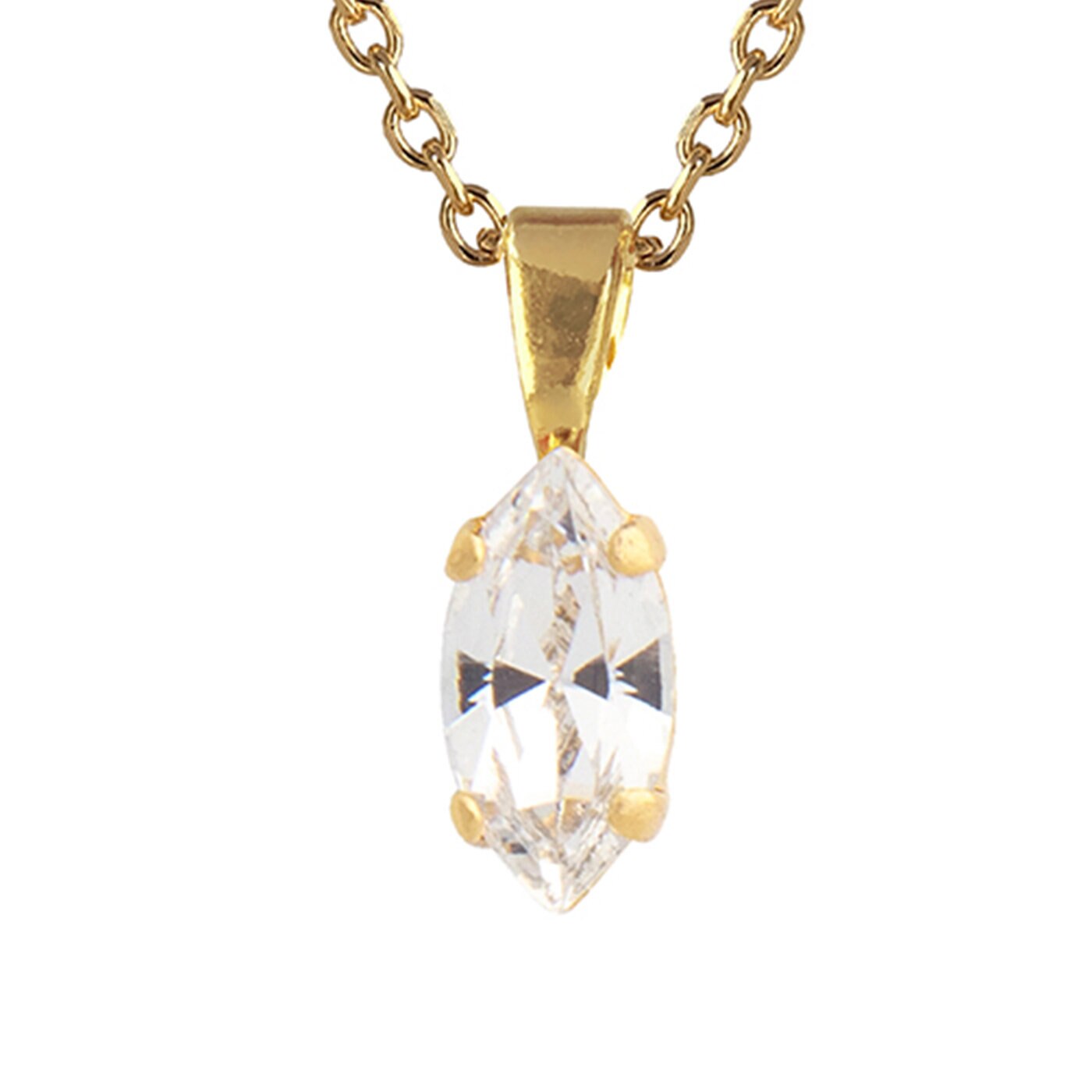 Navette Necklace Gold Crystal