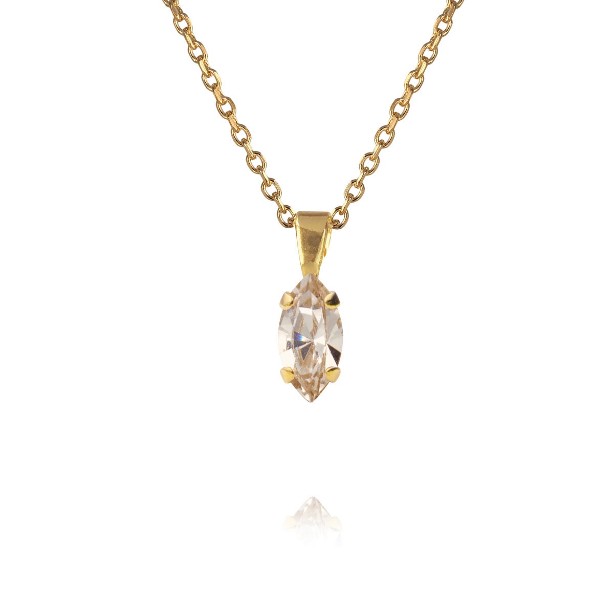 Petite Navette Necklace Gold Light Silk