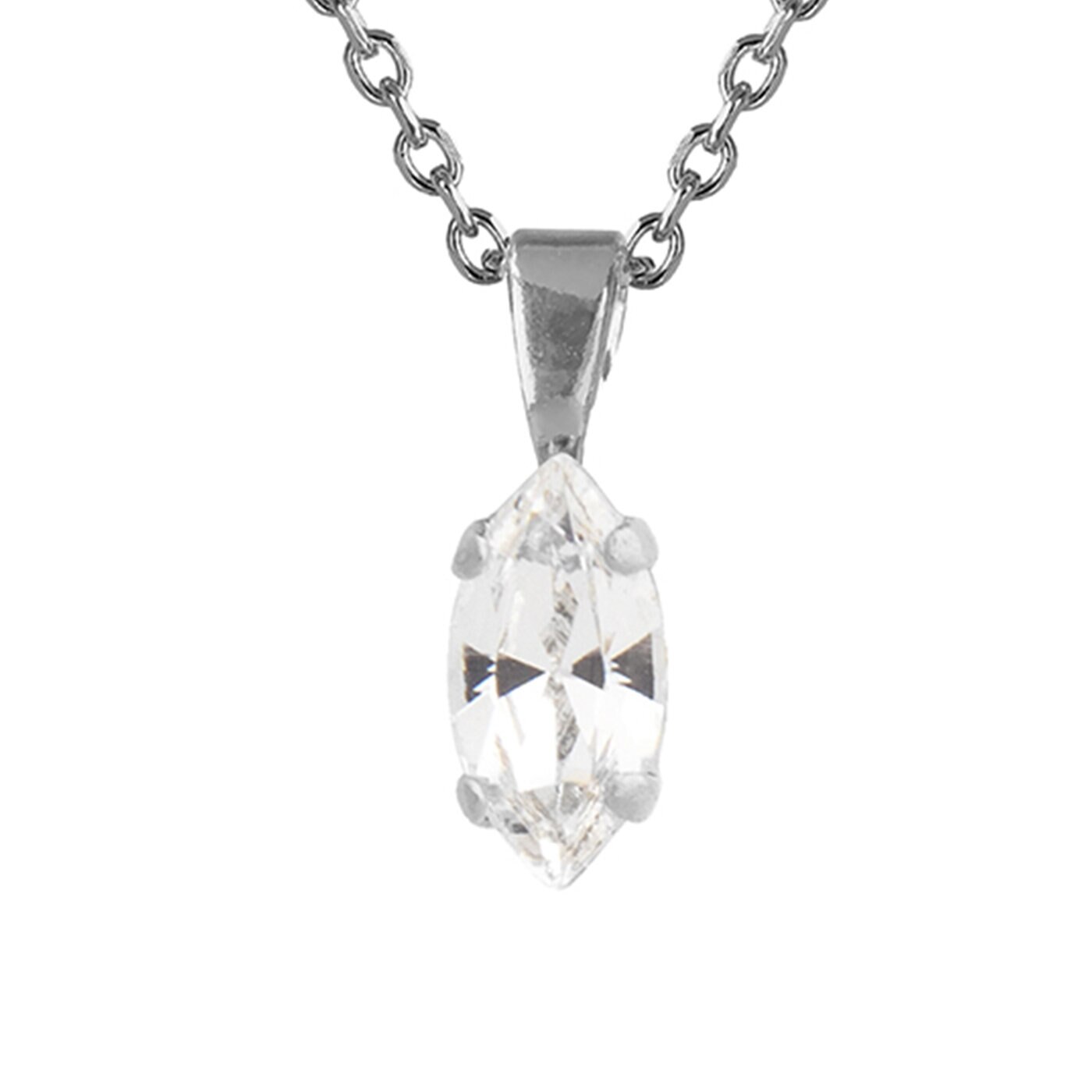 Navette Necklace Rhodium Crystal