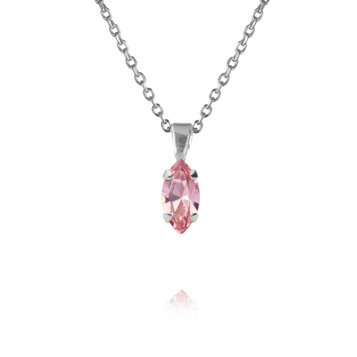 Petite Navette Necklace Rhodium Light Rose