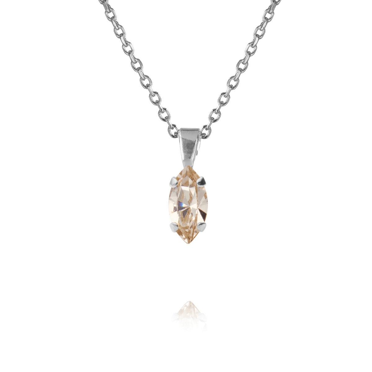 Petite Navette Necklace Rhodium Light Silk