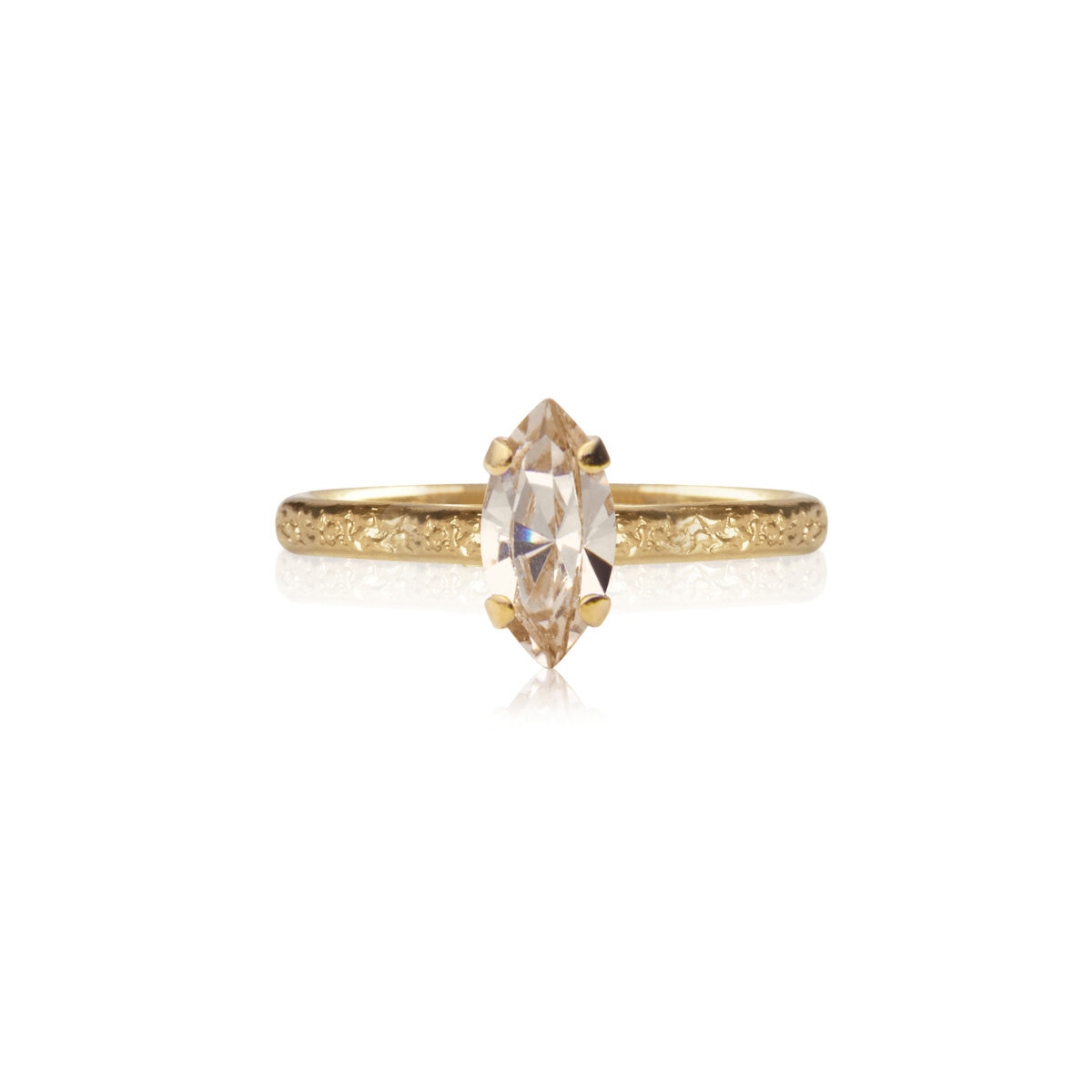 Petite Navette Ring Gold Light Silk