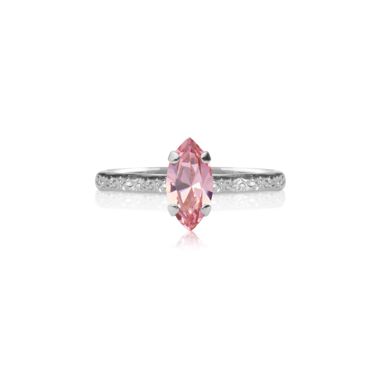 Petite Navette Ring Rhodium Light Rose