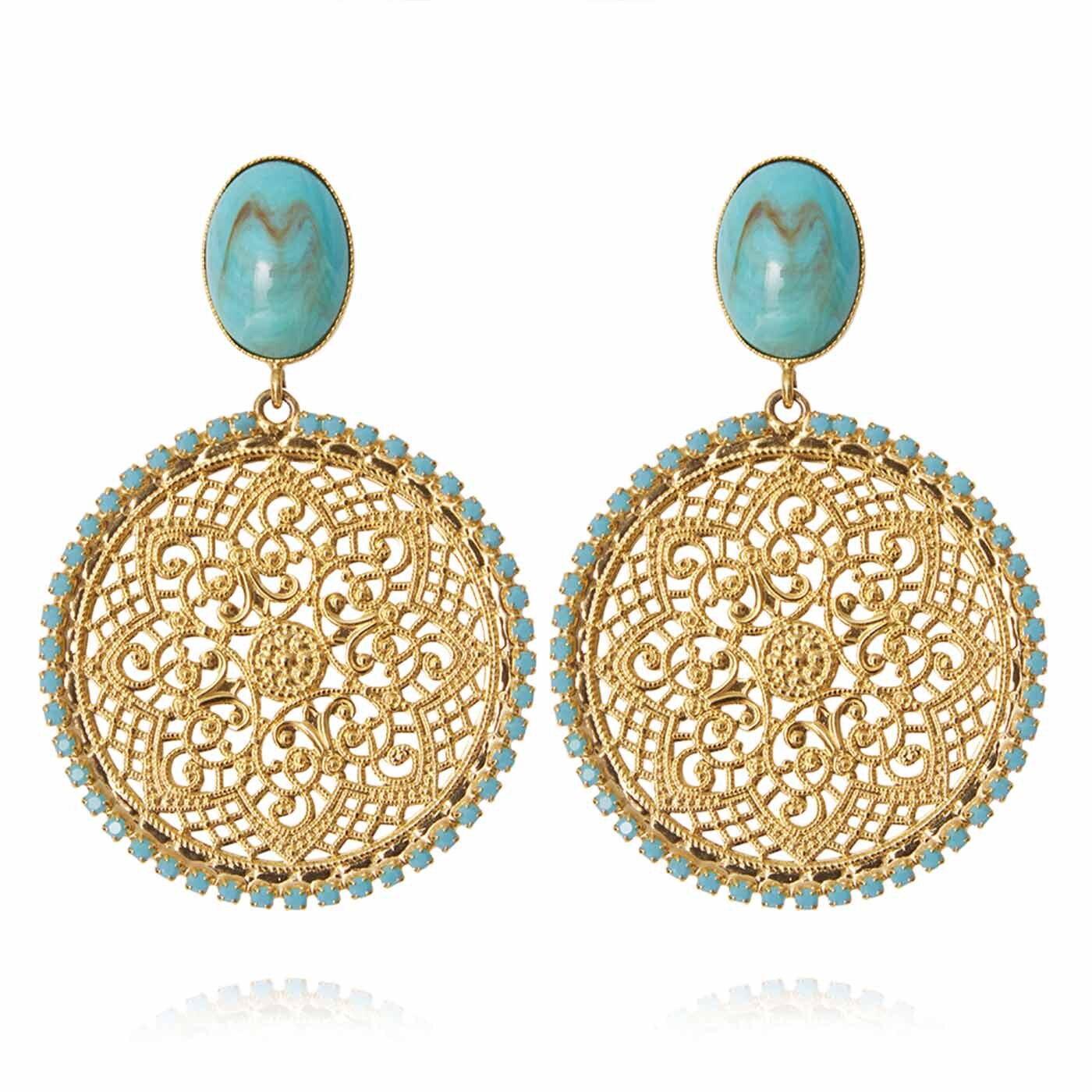 Alexandra Boho Earrings Gold / Turquoise Matt