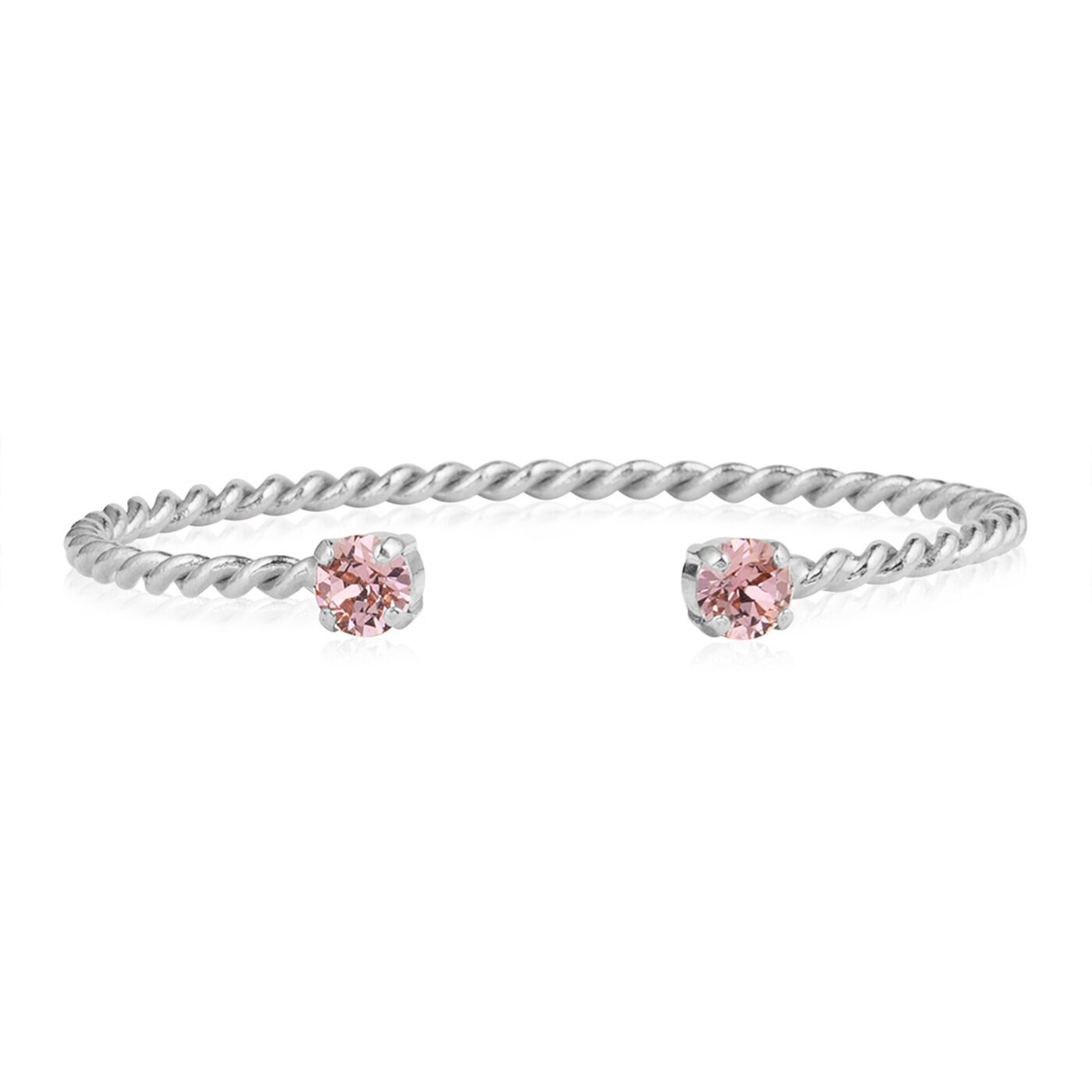Mini Twisted Bracelet Rhodium / Light Amethyst
