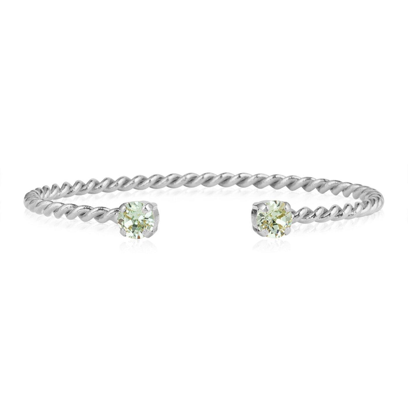 Mini Twisted Bracelet Rhodium / Chrysolite