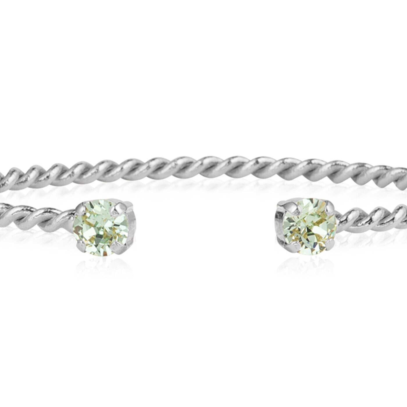 Mini Twisted Bracelet Rhodium / Chrysolite