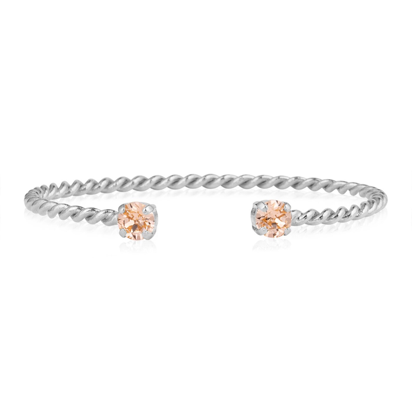 Mini Twisted Bracelet Rhodium / Light Peach