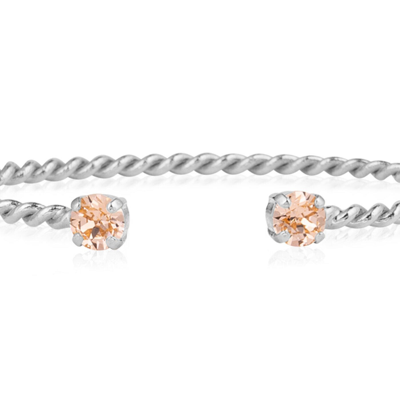 Mini Twisted Bracelet Rhodium / Light Peach