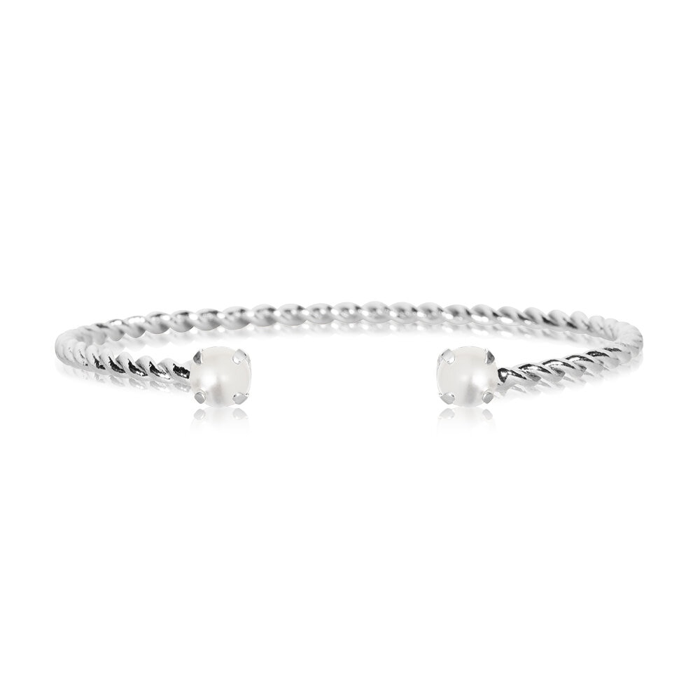 Mini Twisted Bracelet Rhodium Pearl
