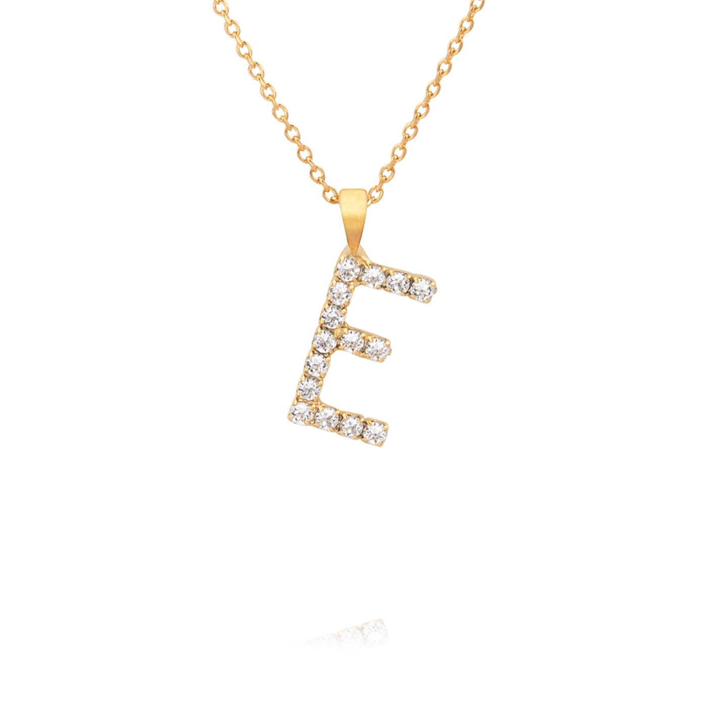 Mini Letter Necklace E / Crystal