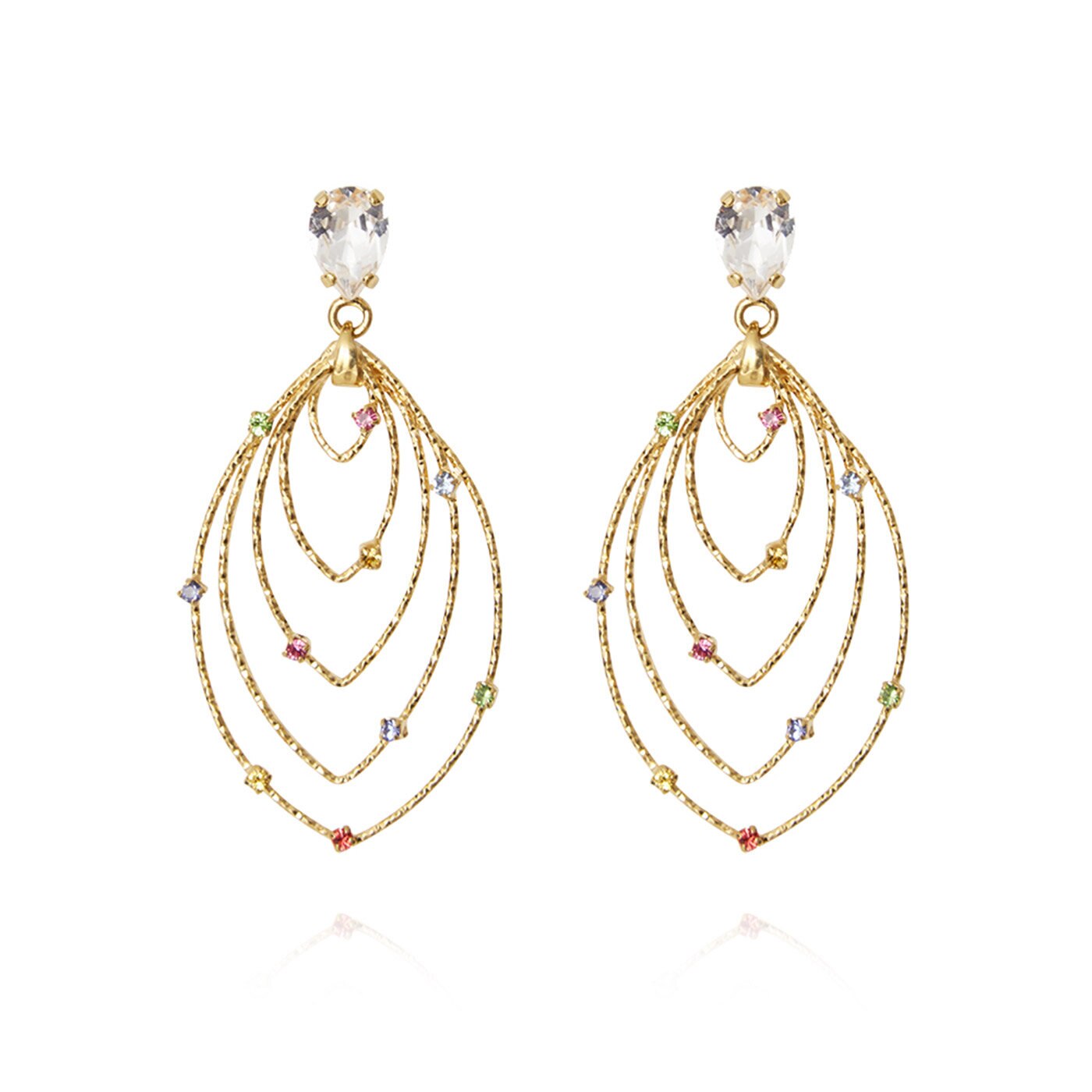 Mini Lotus Earrings Gold / Rainbow Combo
