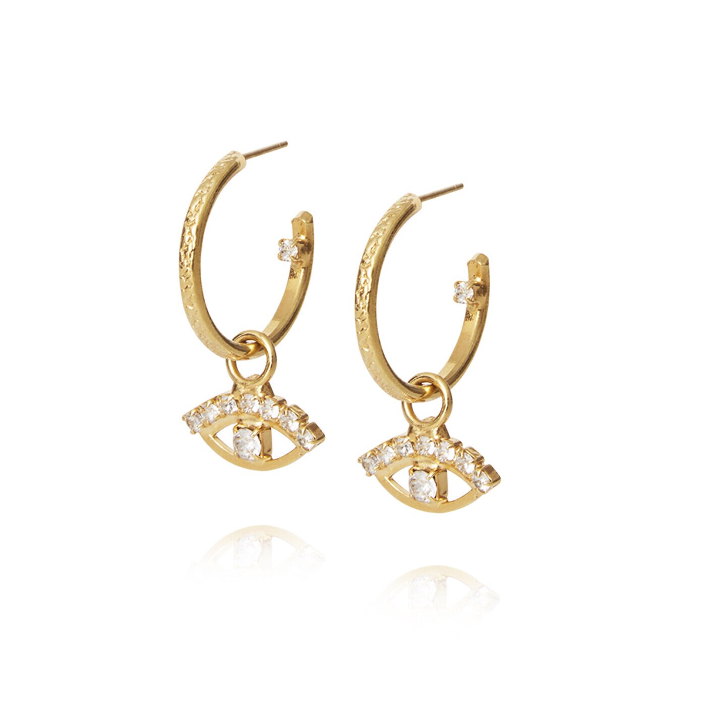 Petite Greek Eye Earrings Gold / Crystal