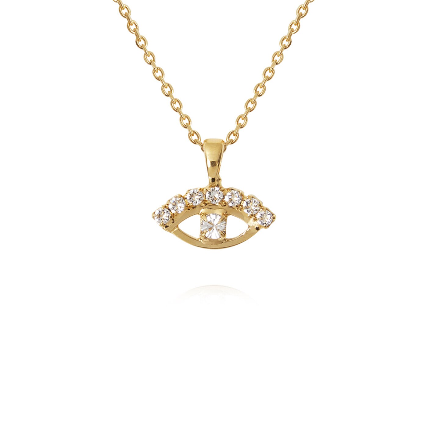 Petite Greek Eye Necklace Gold / Crystal