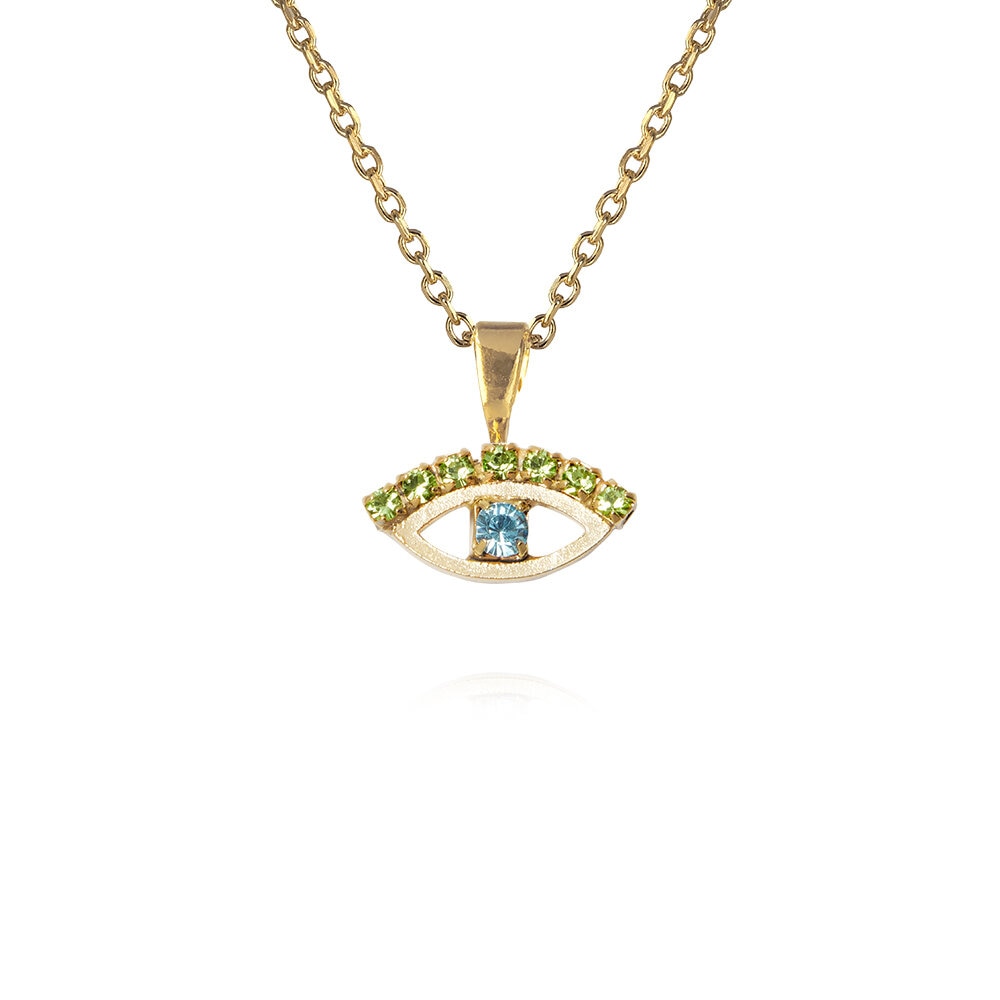  Petite Greek Eye Necklace / Green + Blue