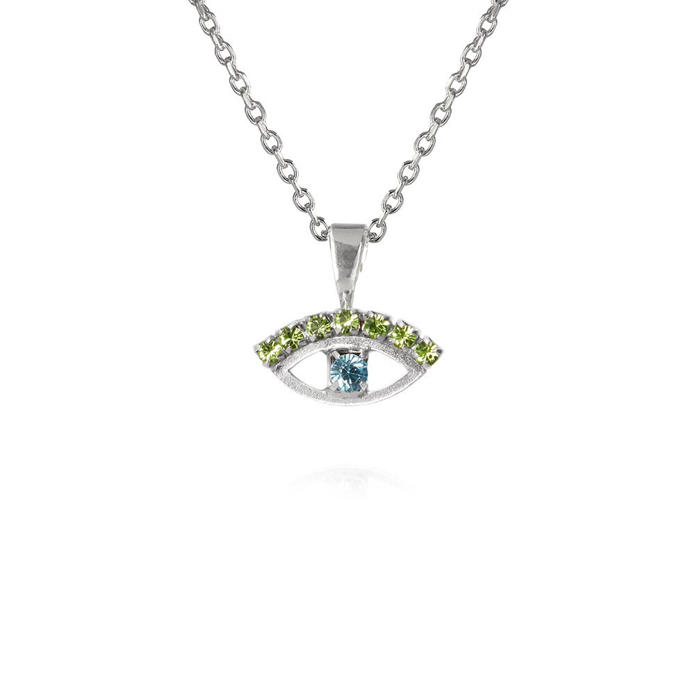  Petite Greek Eye Necklace / Green + Blue