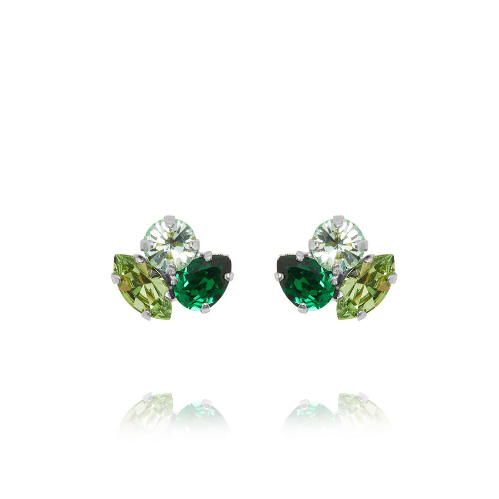 Ana Earrings Rhodium Majestic Green Combo 