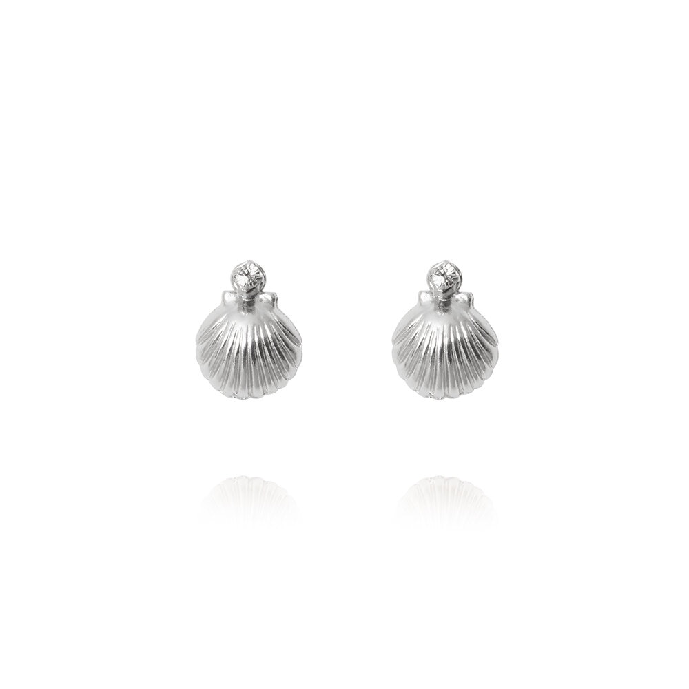 Petite Shell Earrings Rhodium