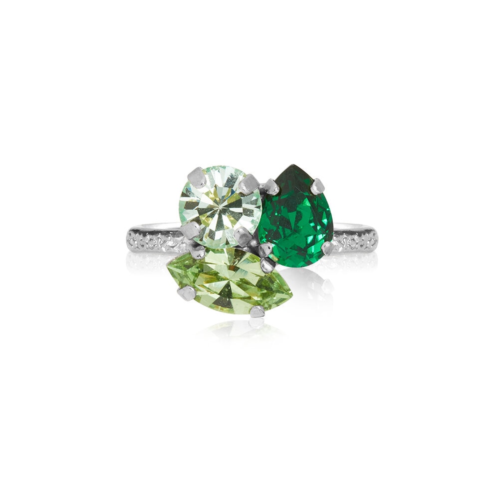 Ana Ring Rhodium Majestic Green Combo