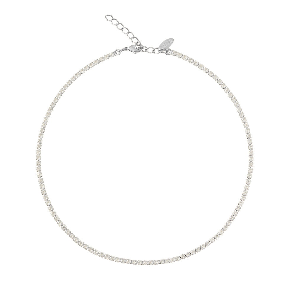 Mini Zara Necklace Rhodium Crystal