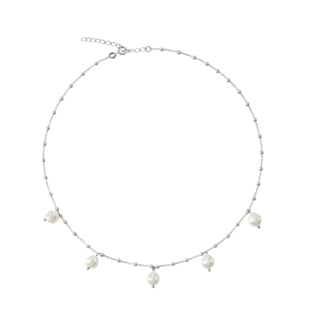Emmy Rhodium Pearl Necklace