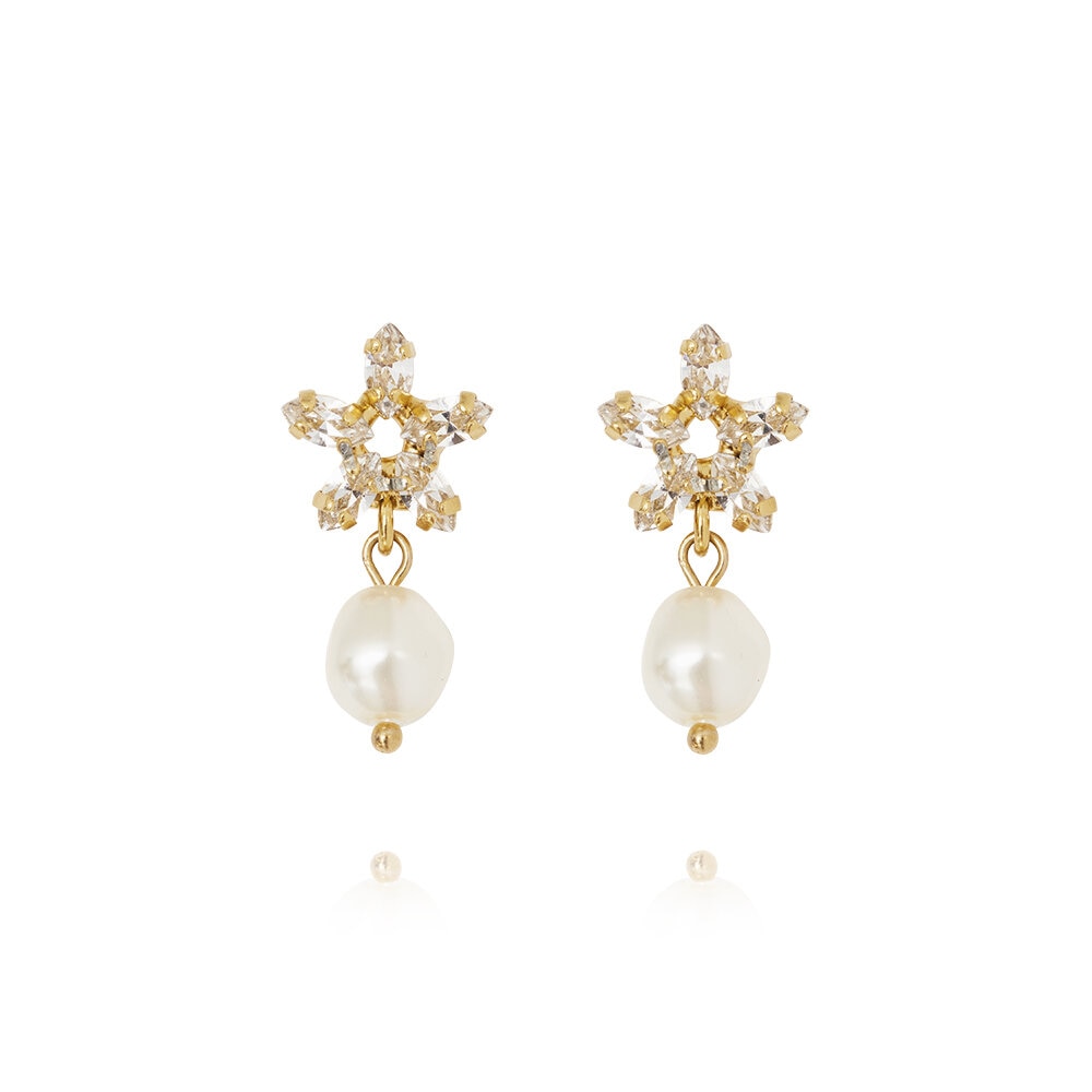 Emmy Earrings Gold Pearl Crystal