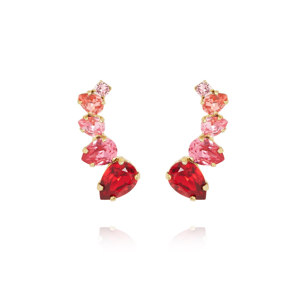 Julie Earrings Gold Scarlet Combo