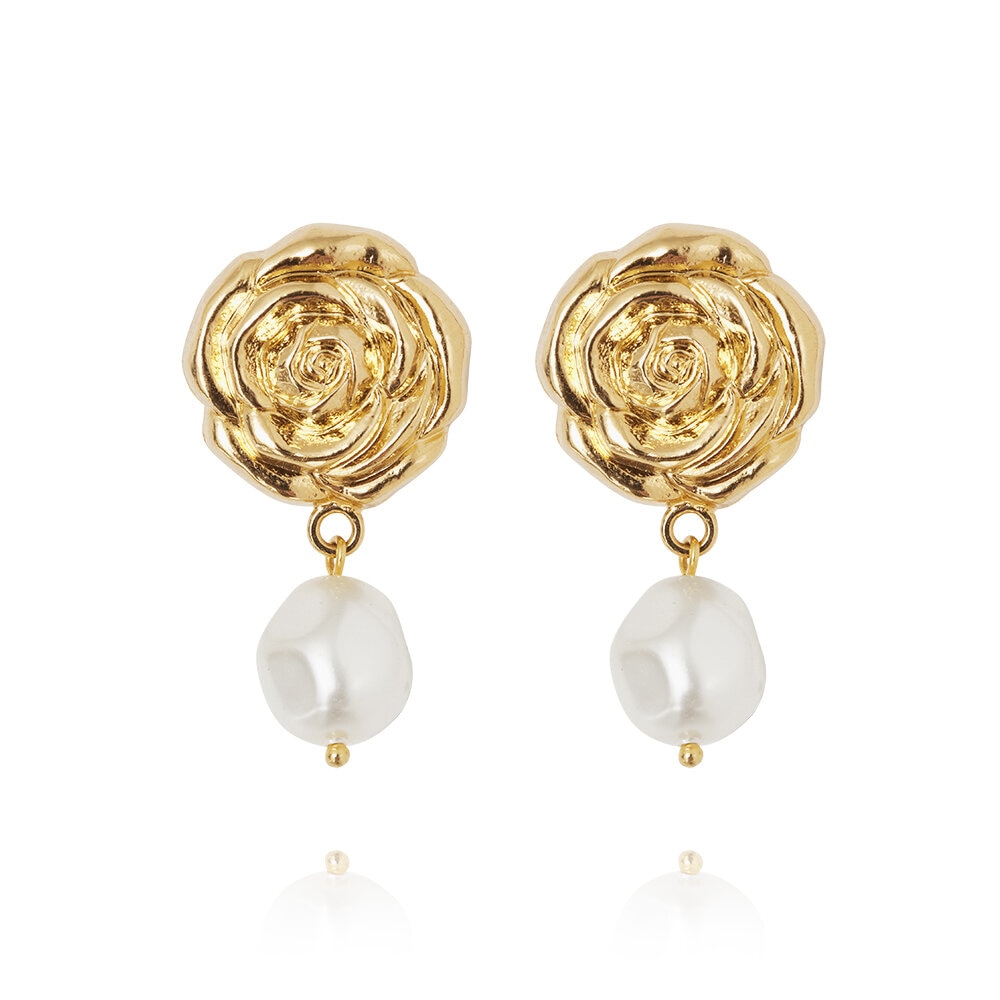 Rosita Pearl Earrings Gold Pearl