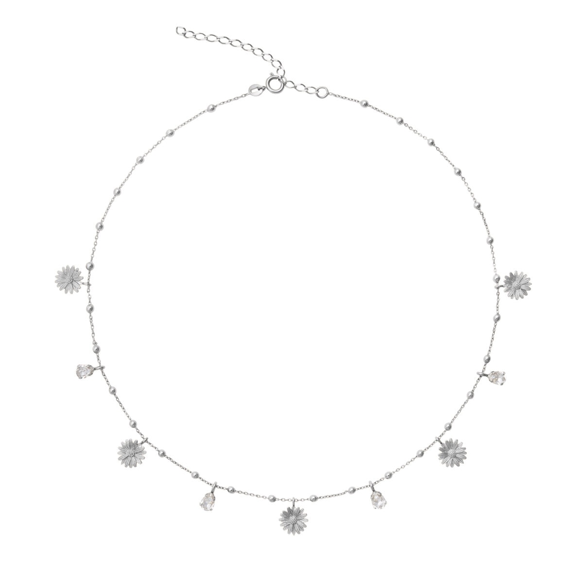 Daisy Multi Necklace Rhodium / Crystal