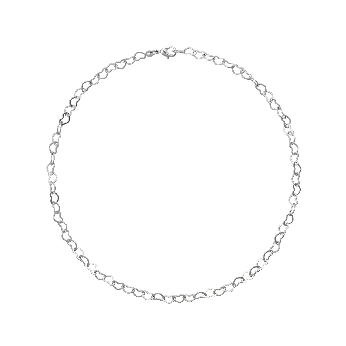 Heart Chain Necklace Rhodium