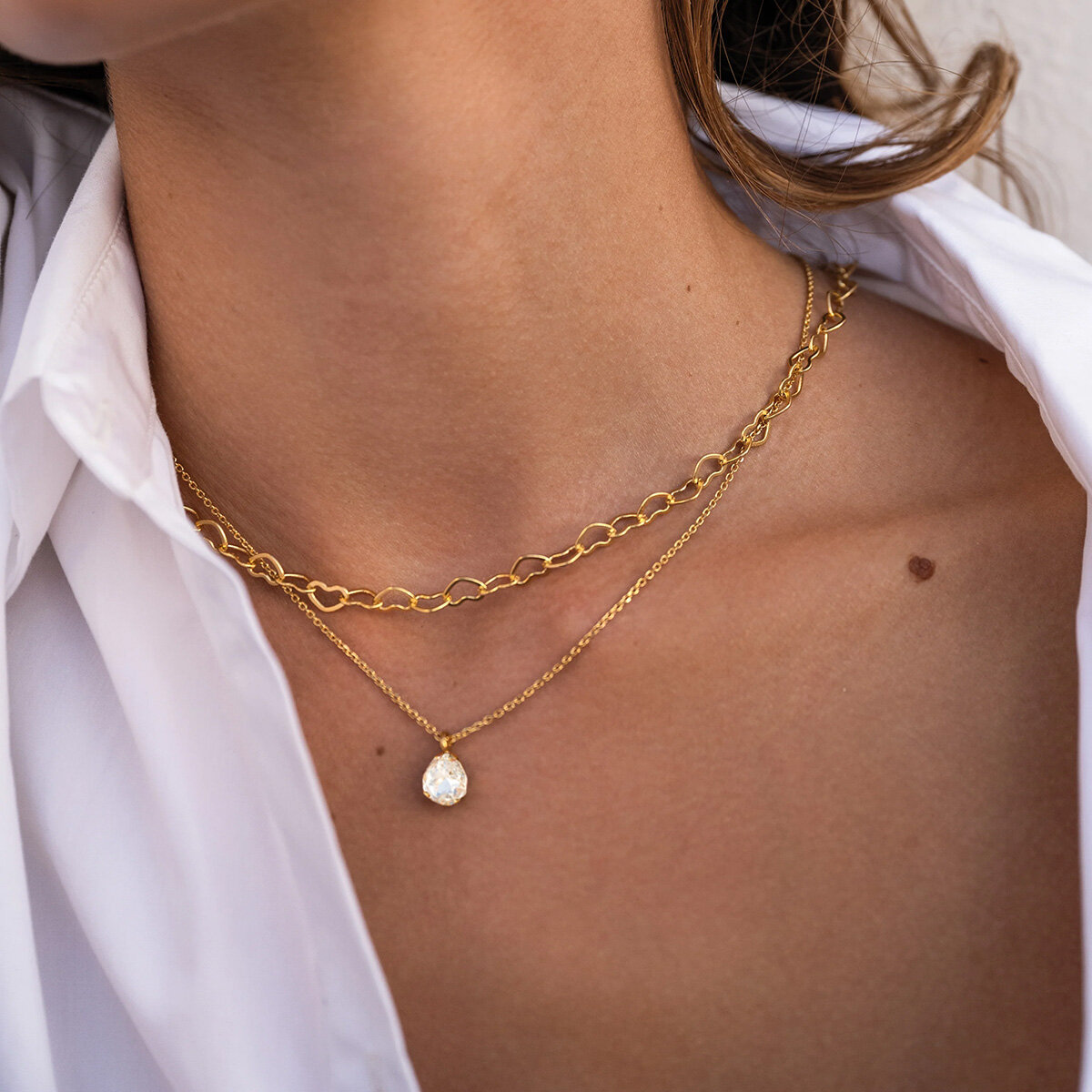 Heart Chain Necklace Gold