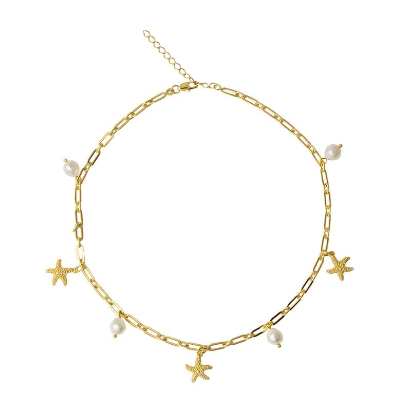 Sea Star Chain Necklace Gold / Pearl