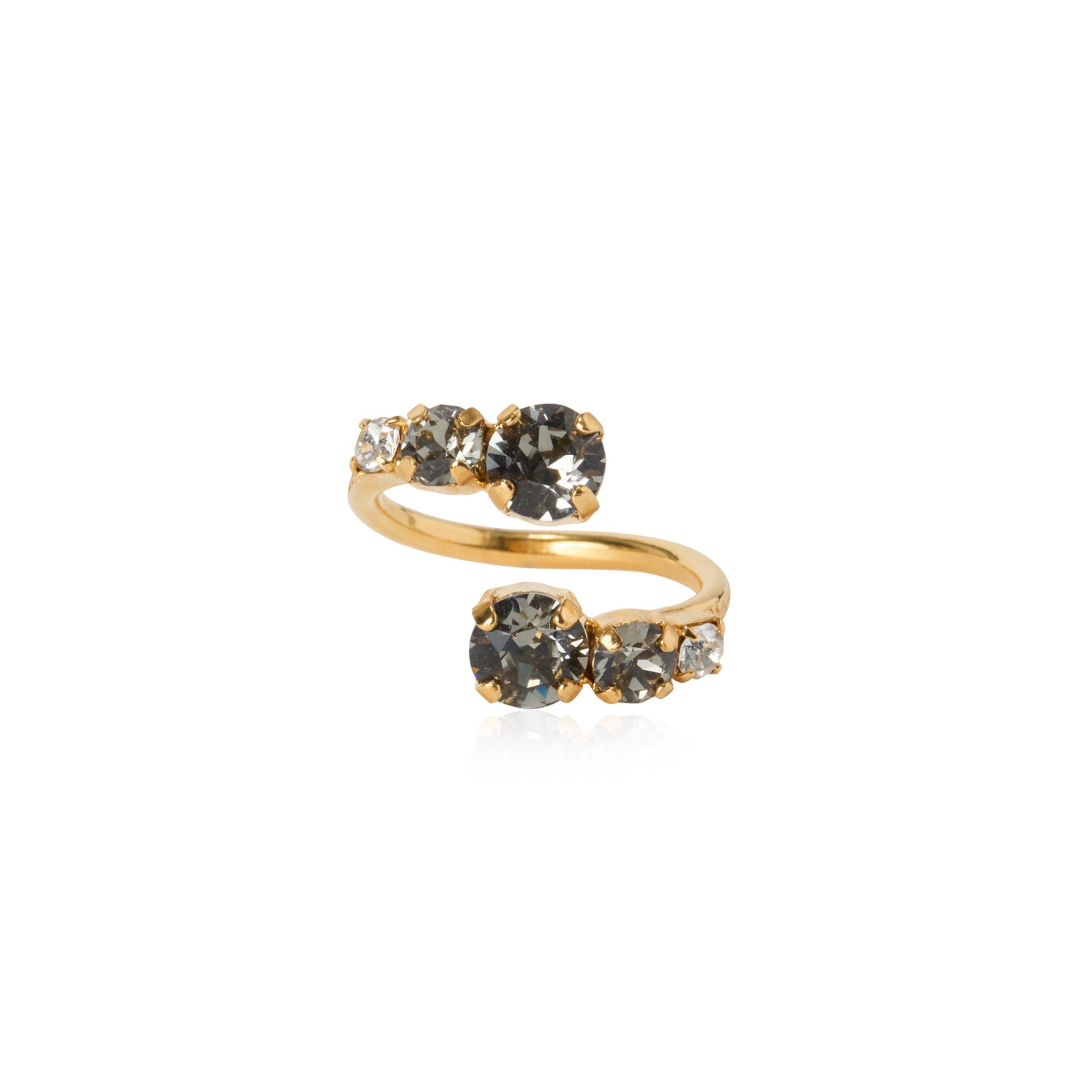 Halo Ring / Black Diamond + Crystal