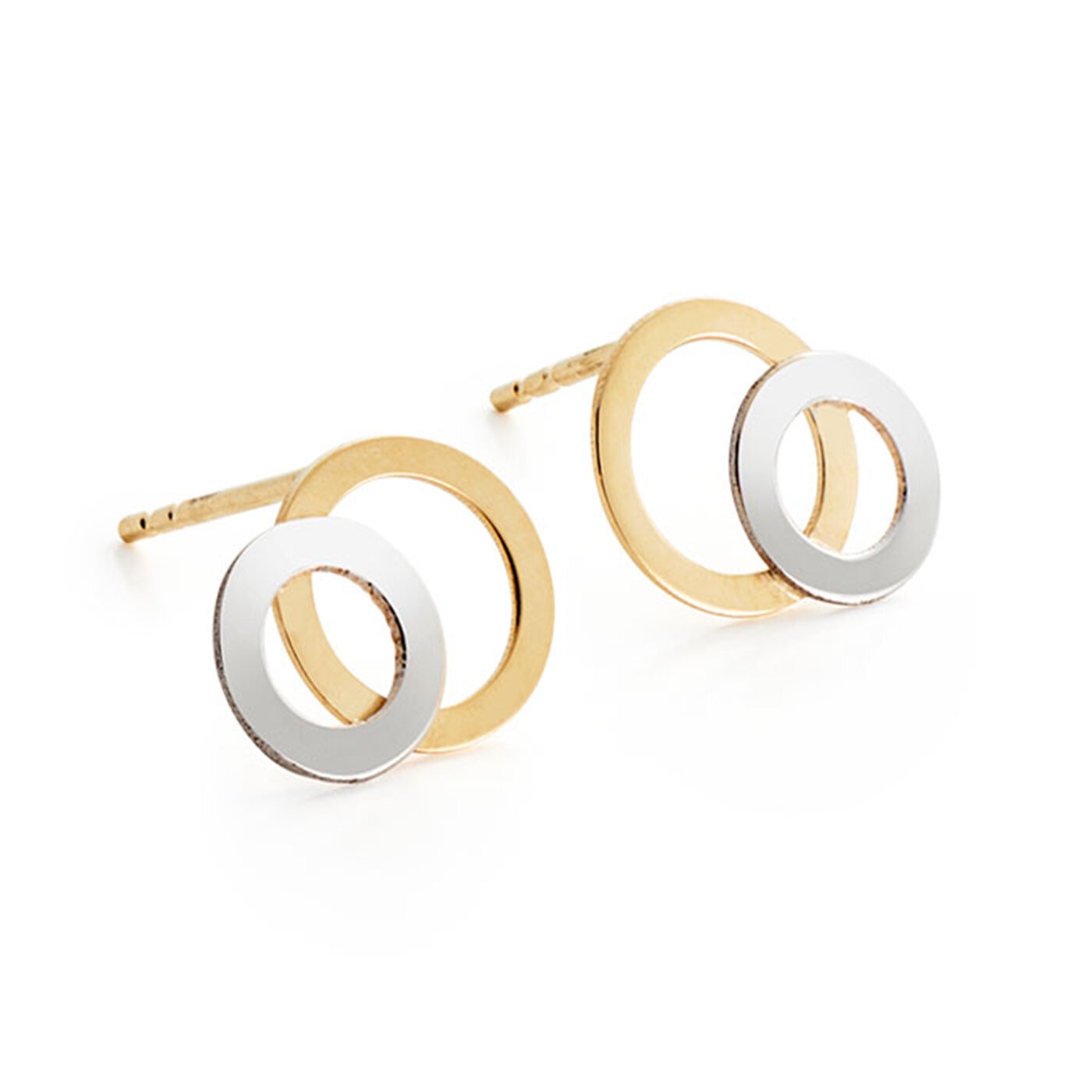Circles 2-tone flat earrings 18k