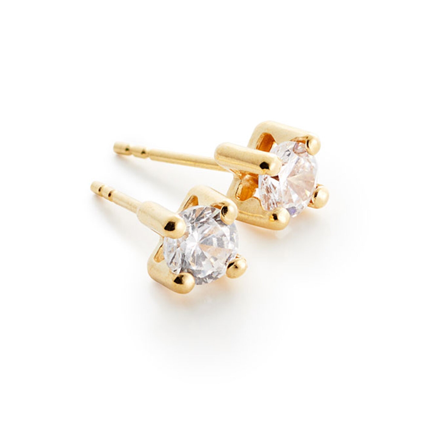 Golden glass earrings 18K 4 mm