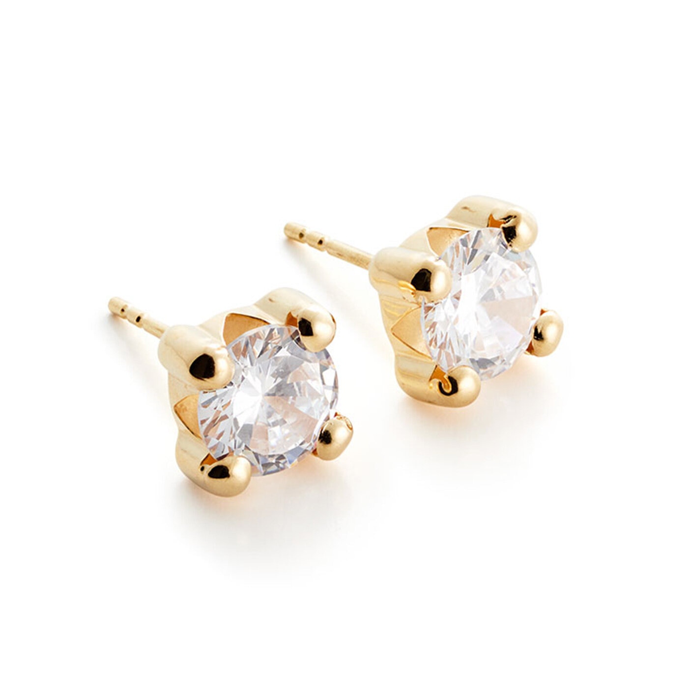 Golden glass earrings 18K 6 mm