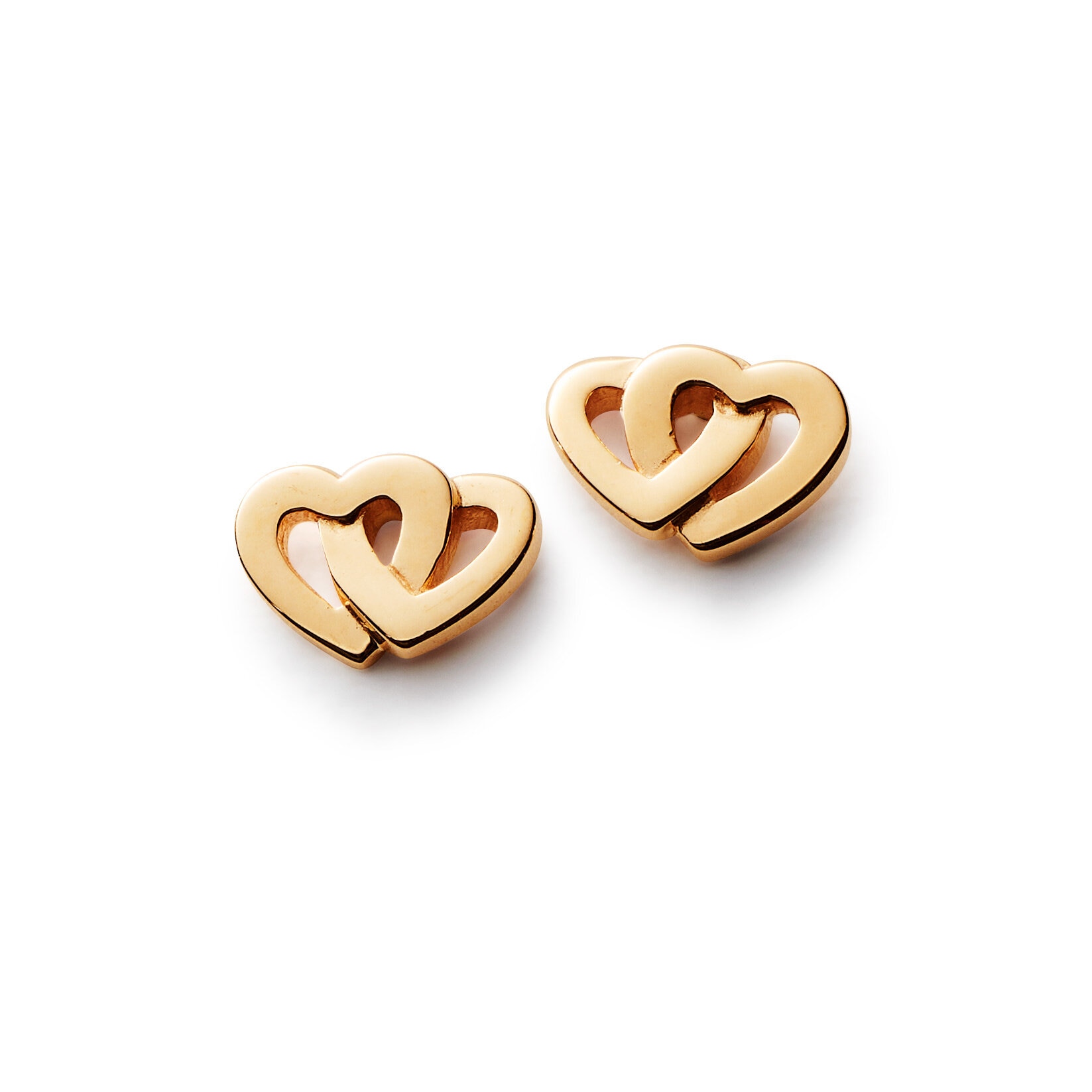 Two hearts mini 18K stiftörhängen