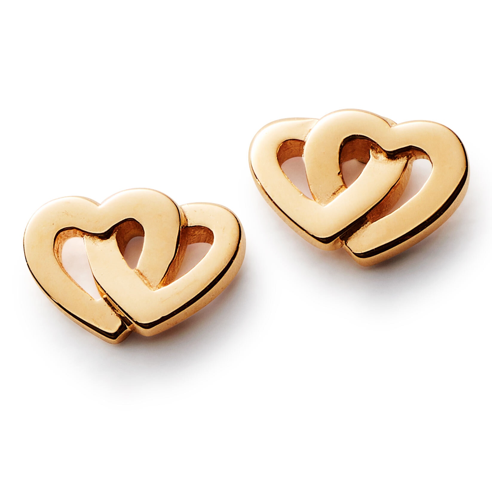 Two hearts mini 18K stiftörhängen
