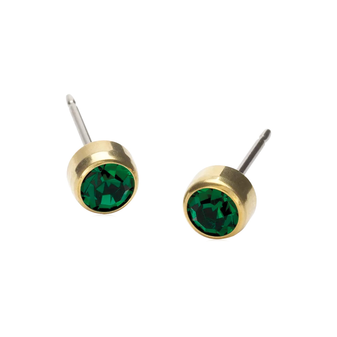 Bezel Örhängen 5 mm Emerald