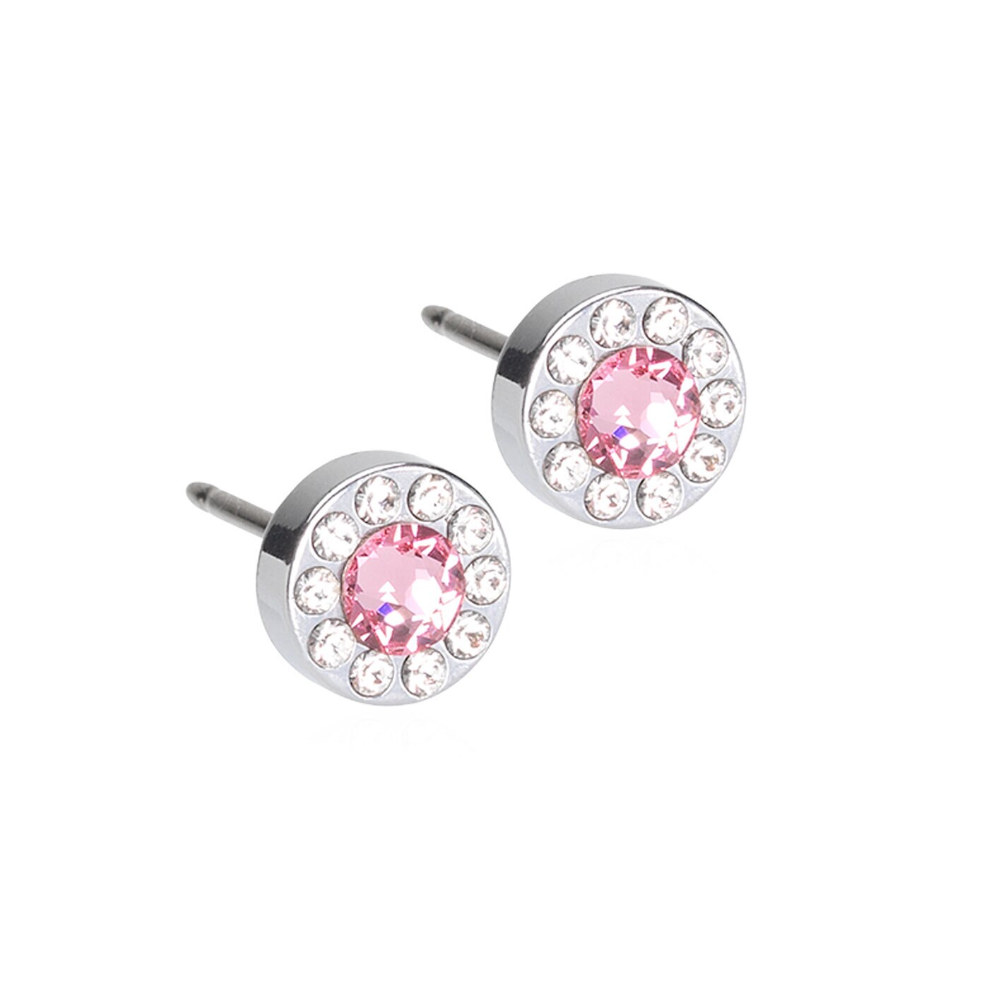 Brilliance Halo Örhängen 6 mm Crystal/light rose