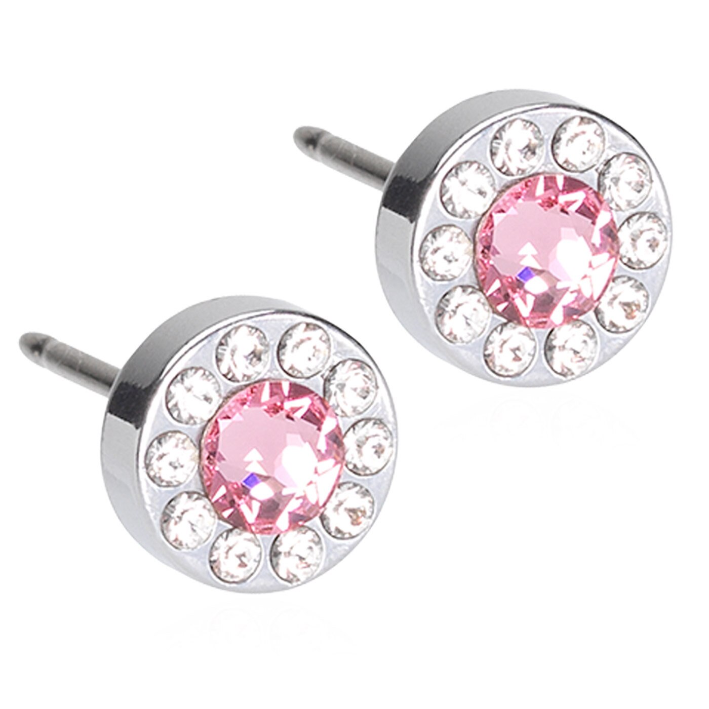 Brilliance Halo Örhängen 6 mm Crystal/light rose