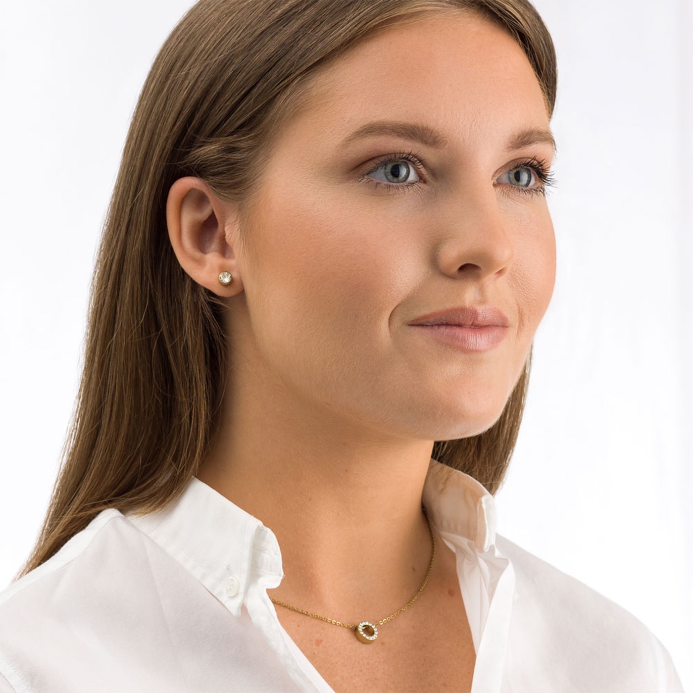 Bezel Örhängen 6 mm Crystal