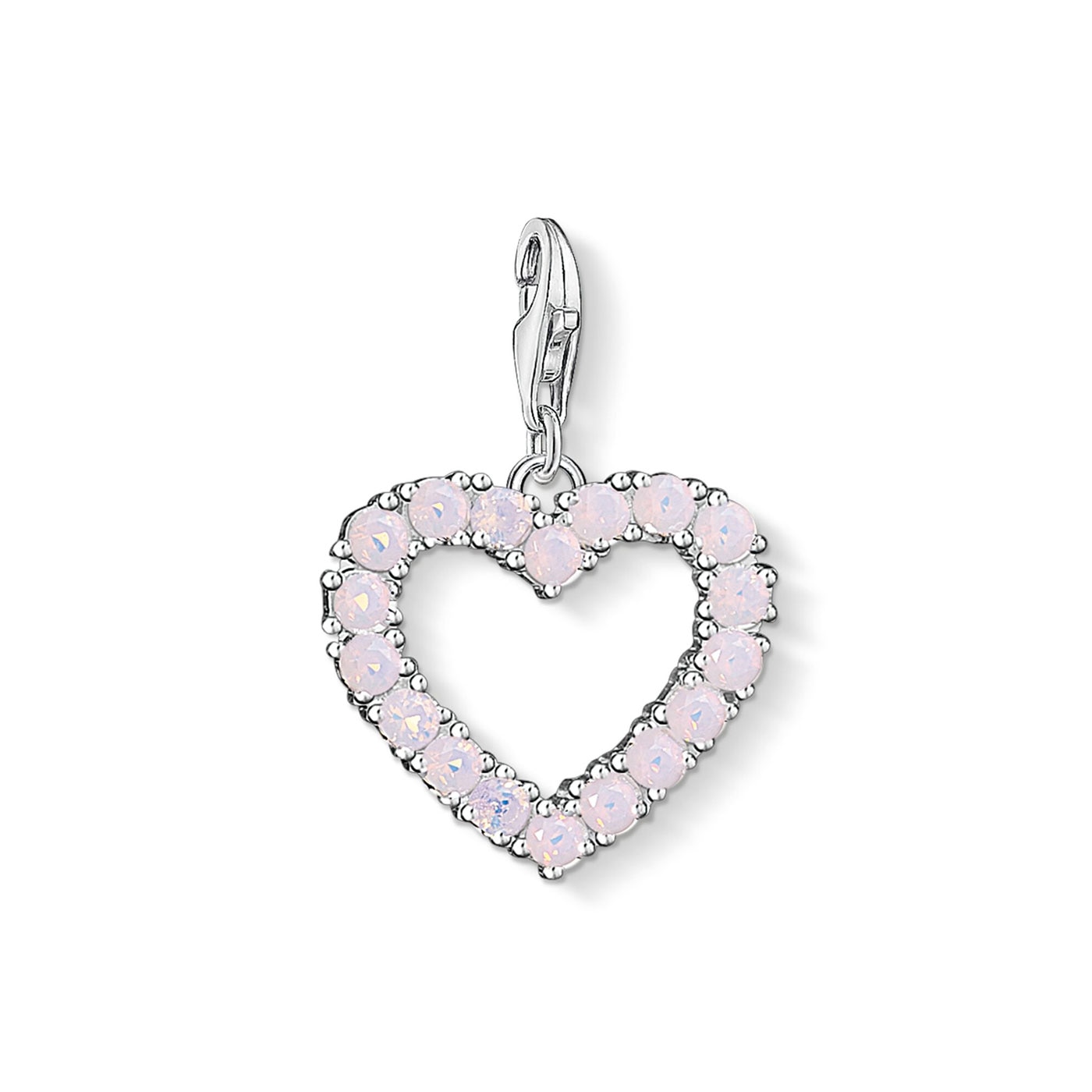 Charm-hängsmycke Hjärta med rosa stenar