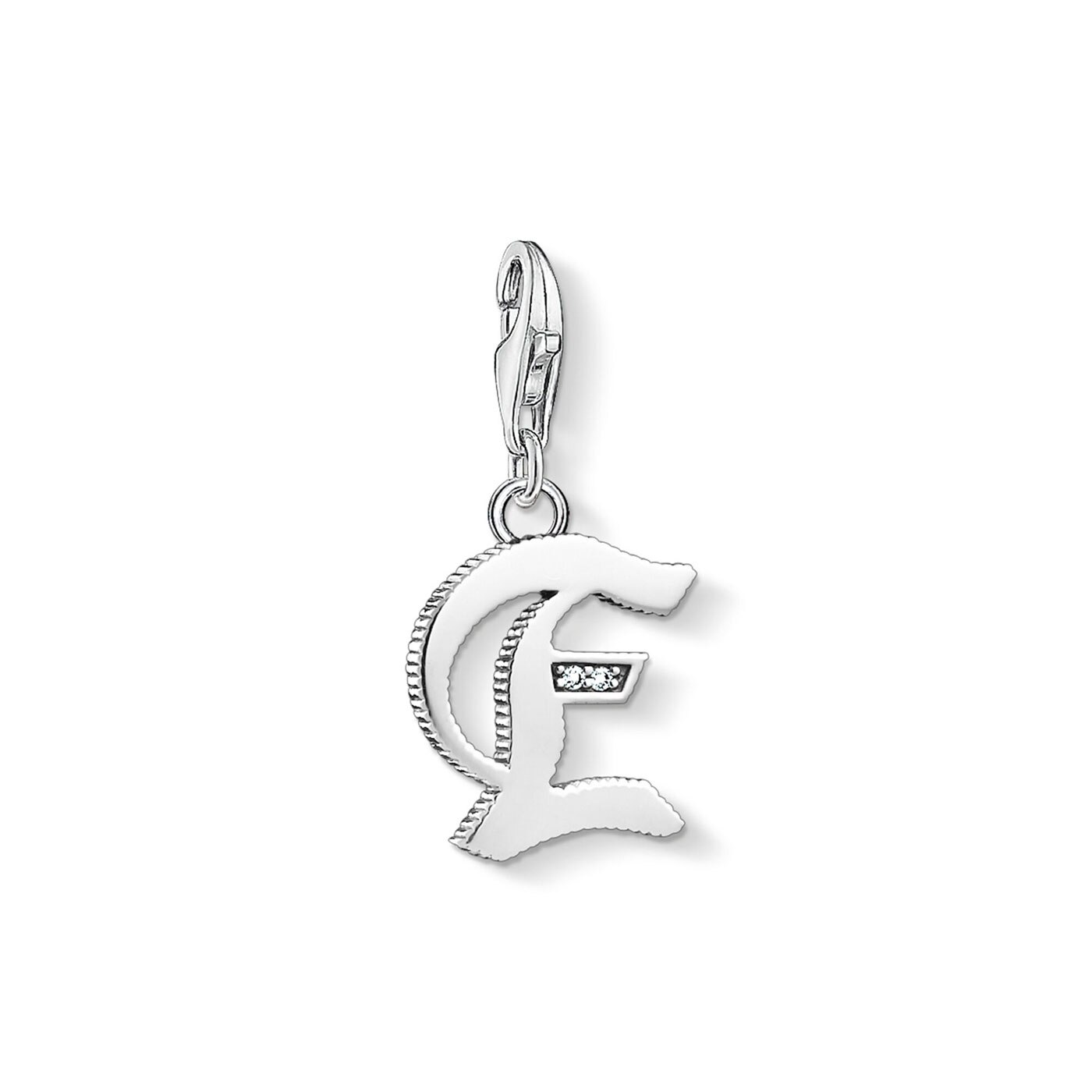 Charm pendant letter E silver