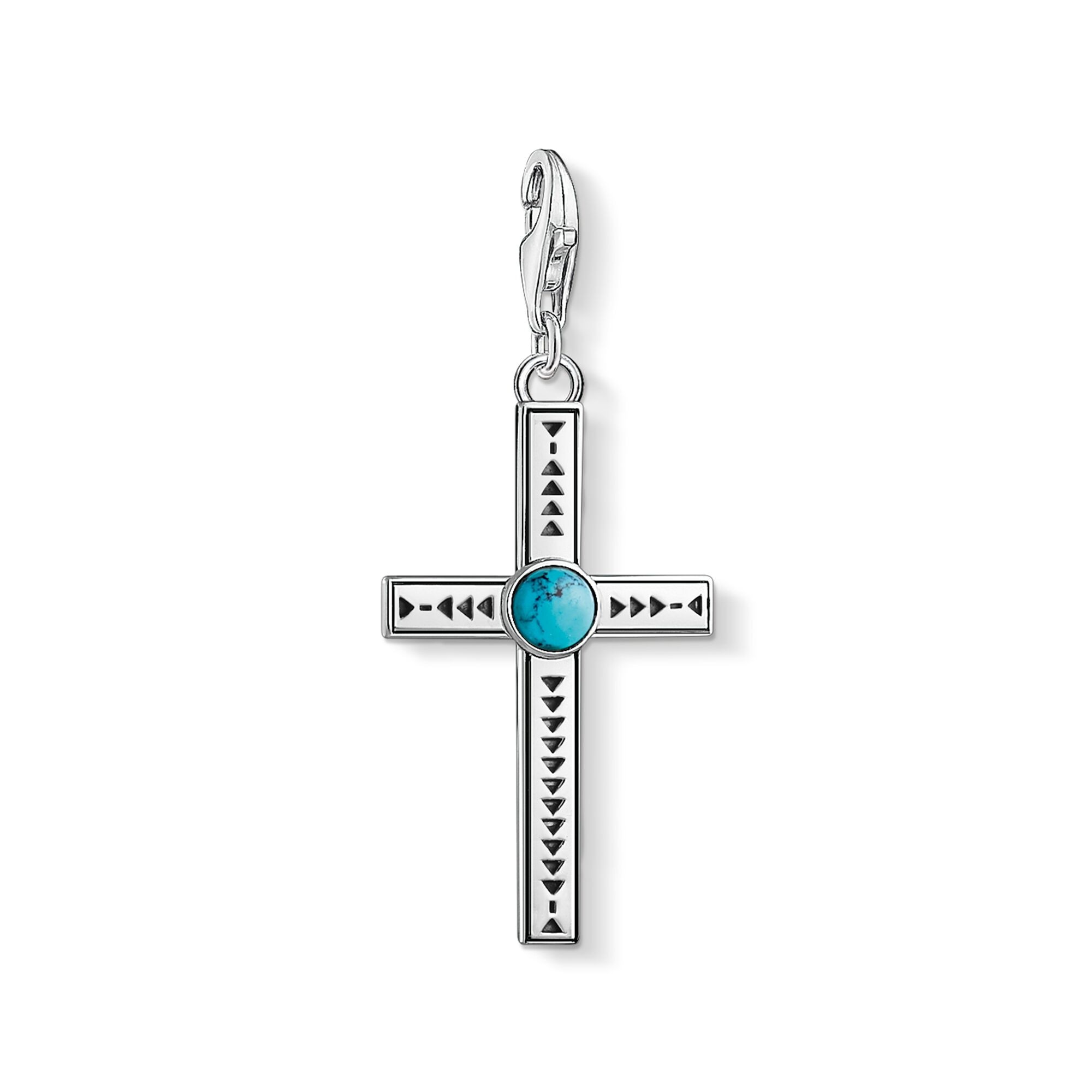 Charm pendant Ethnic Cross Turquoise
