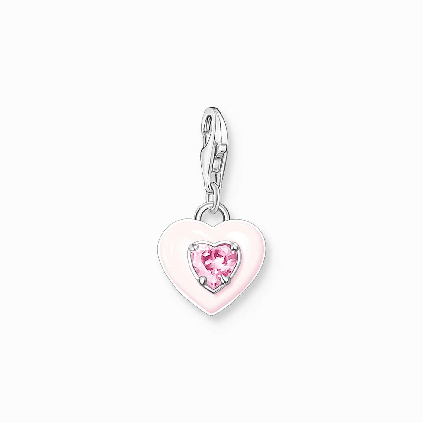 Charm-hängsmycke hjärta med rosa sten