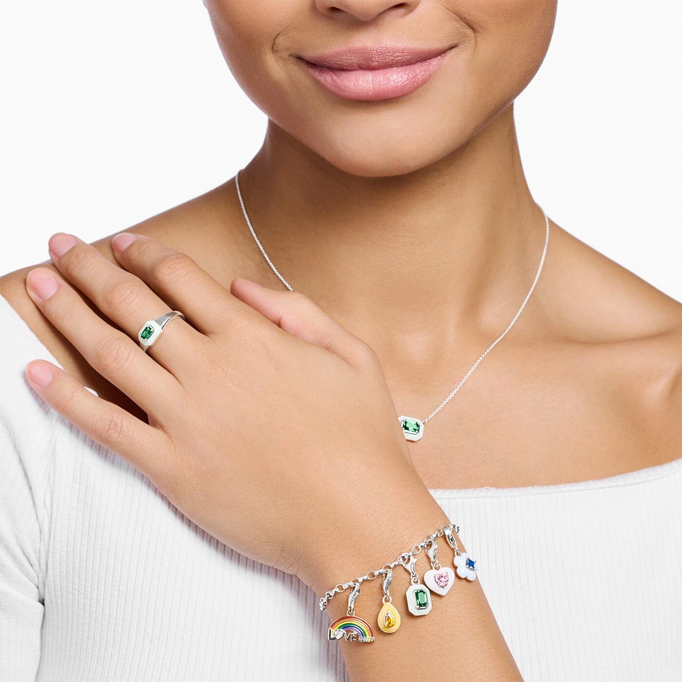 Charm-hängsmycke regnbåge silver