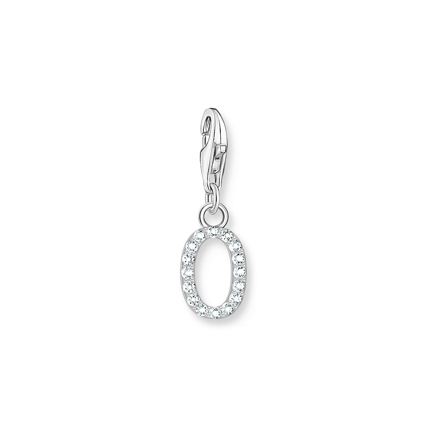 Charm-hängsmycke bokstaven O med vita stenar silver